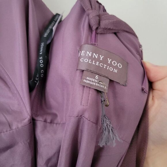 Jenny Yoo Collection Bridesmaid Dress Purple 6 Lace Tulle Adjustable - Picture 14 of 16